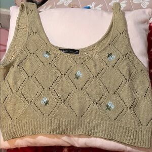 Nikka K Knit Crop Top with Floral Details